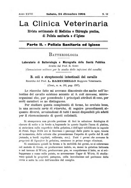 La clinica veterinaria rivista di medicina e chirurgia pratica degli animali domestici