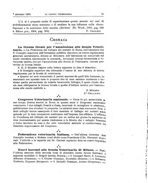 La clinica veterinaria rivista di medicina e chirurgia pratica degli animali domestici