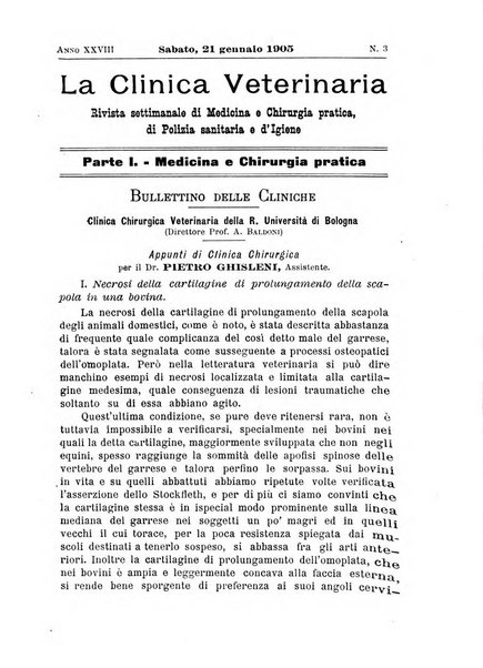 La clinica veterinaria rivista di medicina e chirurgia pratica degli animali domestici