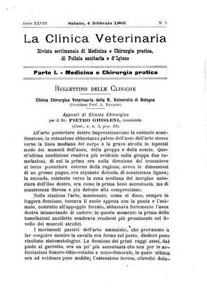 La clinica veterinaria rivista di medicina e chirurgia pratica degli animali domestici