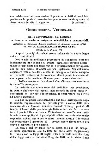 La clinica veterinaria rivista di medicina e chirurgia pratica degli animali domestici