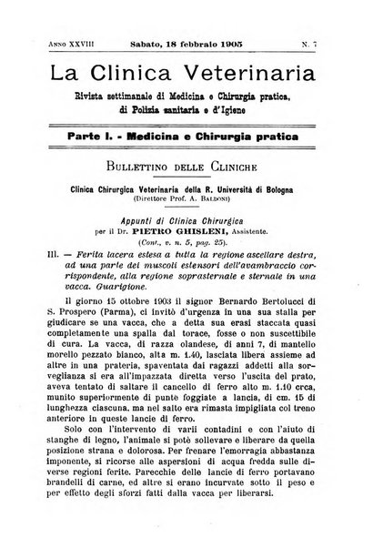 La clinica veterinaria rivista di medicina e chirurgia pratica degli animali domestici