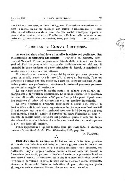 La clinica veterinaria rivista di medicina e chirurgia pratica degli animali domestici