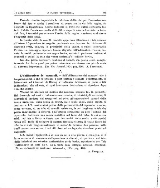 La clinica veterinaria rivista di medicina e chirurgia pratica degli animali domestici