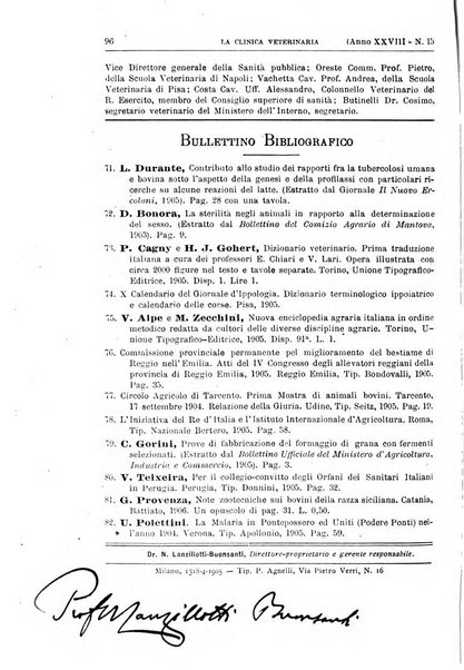 La clinica veterinaria rivista di medicina e chirurgia pratica degli animali domestici