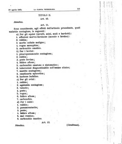 La clinica veterinaria rivista di medicina e chirurgia pratica degli animali domestici