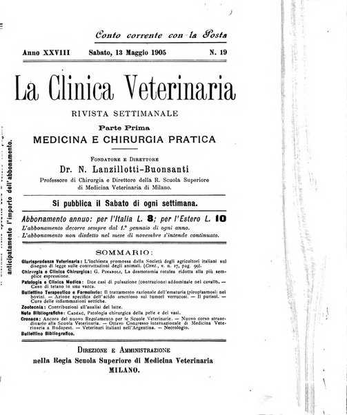 La clinica veterinaria rivista di medicina e chirurgia pratica degli animali domestici