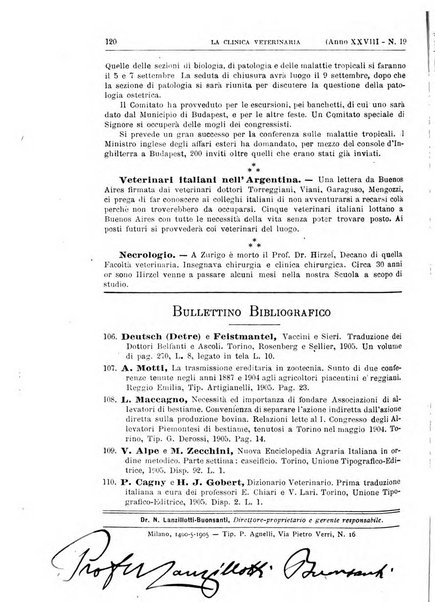 La clinica veterinaria rivista di medicina e chirurgia pratica degli animali domestici