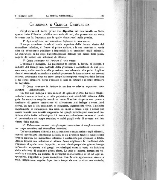 La clinica veterinaria rivista di medicina e chirurgia pratica degli animali domestici