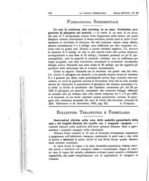 La clinica veterinaria rivista di medicina e chirurgia pratica degli animali domestici