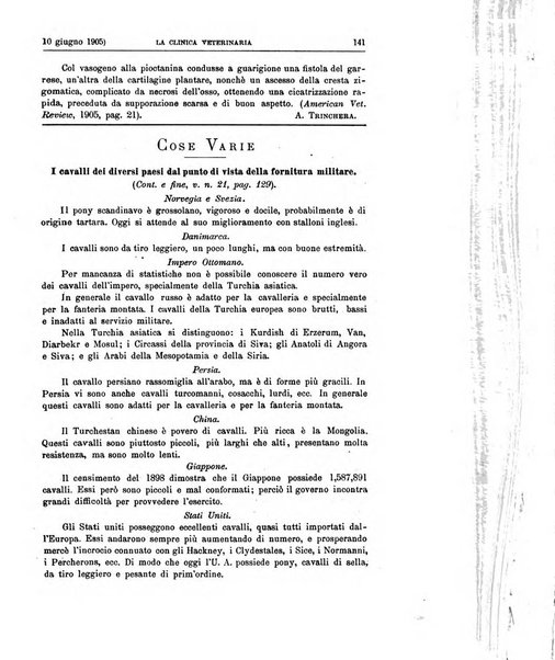 La clinica veterinaria rivista di medicina e chirurgia pratica degli animali domestici