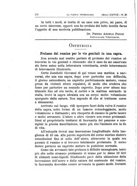 La clinica veterinaria rivista di medicina e chirurgia pratica degli animali domestici