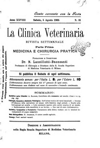 La clinica veterinaria rivista di medicina e chirurgia pratica degli animali domestici