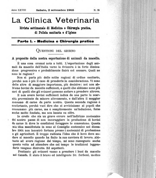 La clinica veterinaria rivista di medicina e chirurgia pratica degli animali domestici