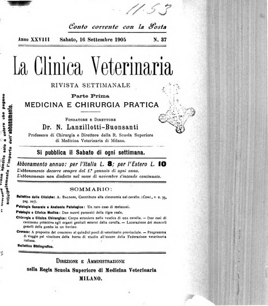 La clinica veterinaria rivista di medicina e chirurgia pratica degli animali domestici