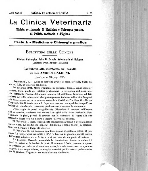 La clinica veterinaria rivista di medicina e chirurgia pratica degli animali domestici