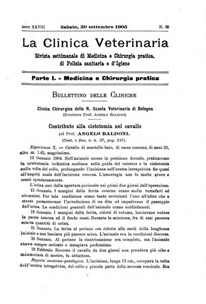 La clinica veterinaria rivista di medicina e chirurgia pratica degli animali domestici