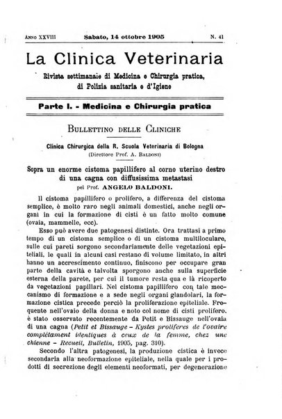 La clinica veterinaria rivista di medicina e chirurgia pratica degli animali domestici