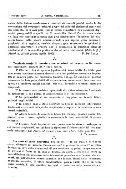 La clinica veterinaria rivista di medicina e chirurgia pratica degli animali domestici