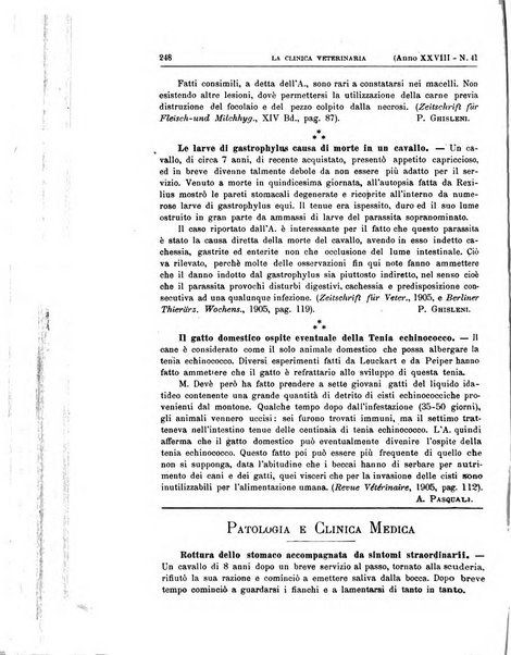 La clinica veterinaria rivista di medicina e chirurgia pratica degli animali domestici