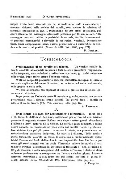 La clinica veterinaria rivista di medicina e chirurgia pratica degli animali domestici