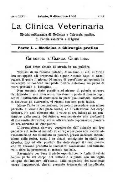 La clinica veterinaria rivista di medicina e chirurgia pratica degli animali domestici