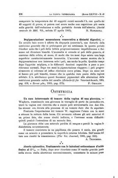 La clinica veterinaria rivista di medicina e chirurgia pratica degli animali domestici