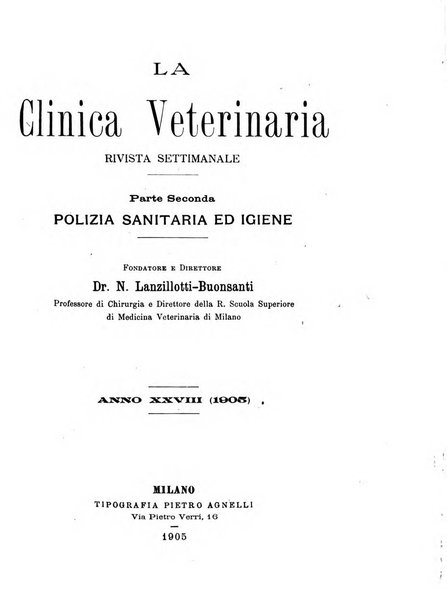 La clinica veterinaria rivista di medicina e chirurgia pratica degli animali domestici