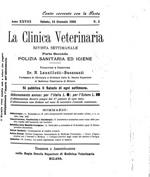 La clinica veterinaria rivista di medicina e chirurgia pratica degli animali domestici