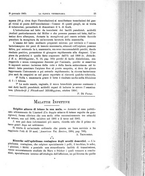 La clinica veterinaria rivista di medicina e chirurgia pratica degli animali domestici