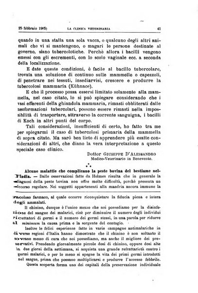 La clinica veterinaria rivista di medicina e chirurgia pratica degli animali domestici