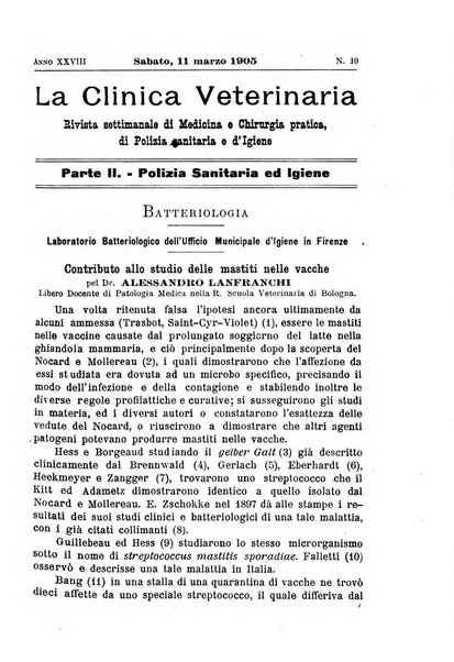 La clinica veterinaria rivista di medicina e chirurgia pratica degli animali domestici