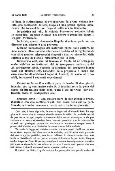 La clinica veterinaria rivista di medicina e chirurgia pratica degli animali domestici