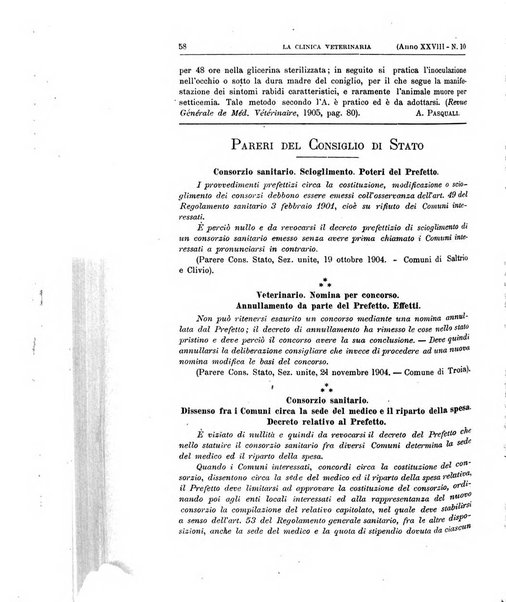 La clinica veterinaria rivista di medicina e chirurgia pratica degli animali domestici