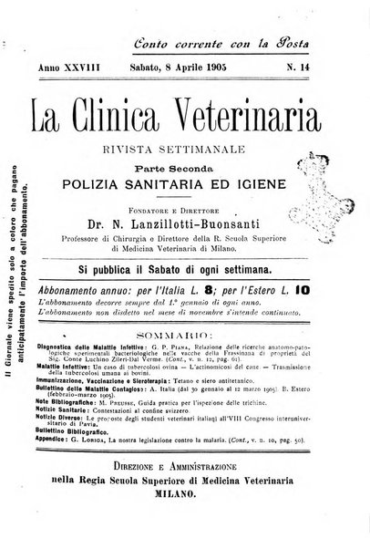 La clinica veterinaria rivista di medicina e chirurgia pratica degli animali domestici