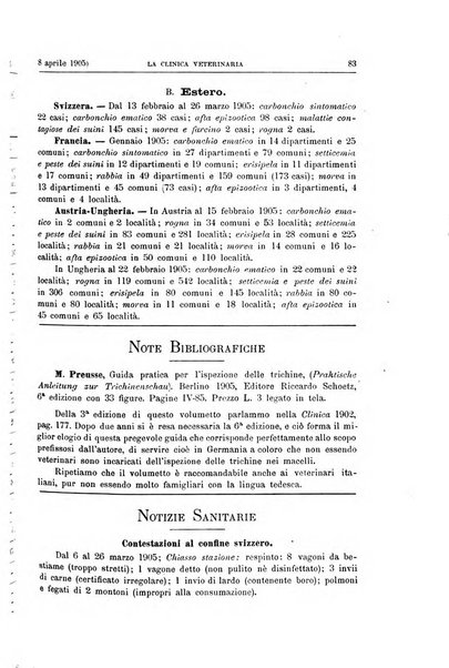 La clinica veterinaria rivista di medicina e chirurgia pratica degli animali domestici