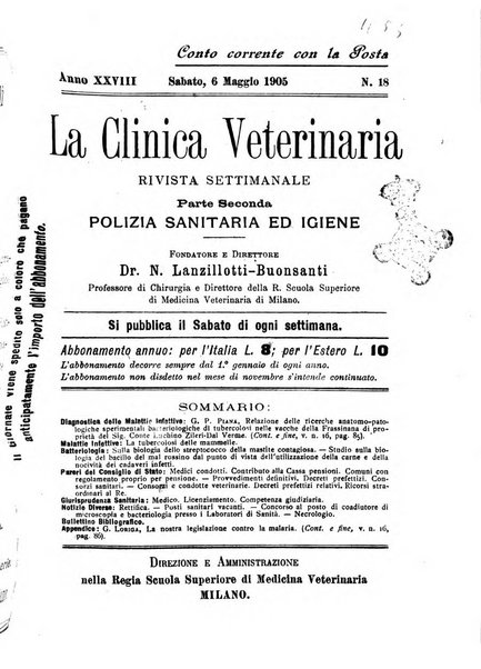 La clinica veterinaria rivista di medicina e chirurgia pratica degli animali domestici