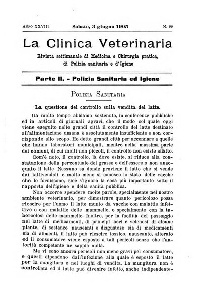 La clinica veterinaria rivista di medicina e chirurgia pratica degli animali domestici