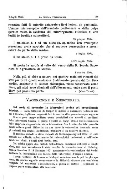 La clinica veterinaria rivista di medicina e chirurgia pratica degli animali domestici