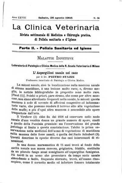 La clinica veterinaria rivista di medicina e chirurgia pratica degli animali domestici