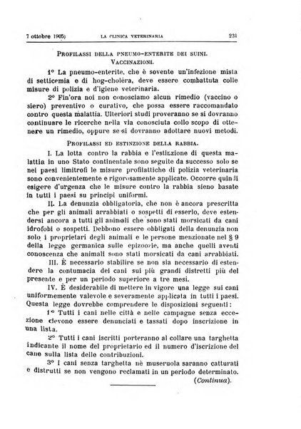 La clinica veterinaria rivista di medicina e chirurgia pratica degli animali domestici