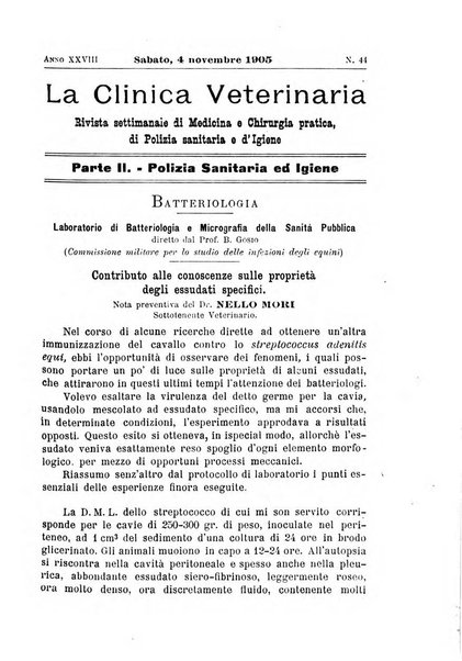 La clinica veterinaria rivista di medicina e chirurgia pratica degli animali domestici