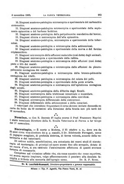 La clinica veterinaria rivista di medicina e chirurgia pratica degli animali domestici