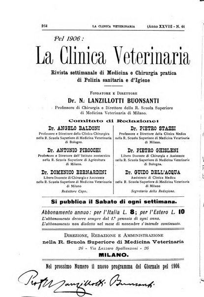 La clinica veterinaria rivista di medicina e chirurgia pratica degli animali domestici