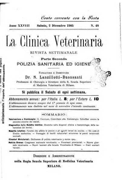 La clinica veterinaria rivista di medicina e chirurgia pratica degli animali domestici