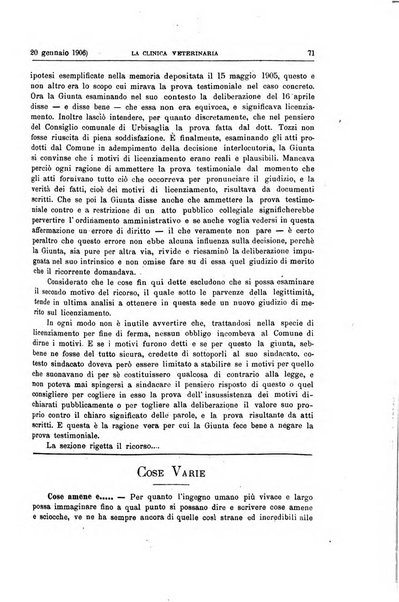 La clinica veterinaria rivista di medicina e chirurgia pratica degli animali domestici