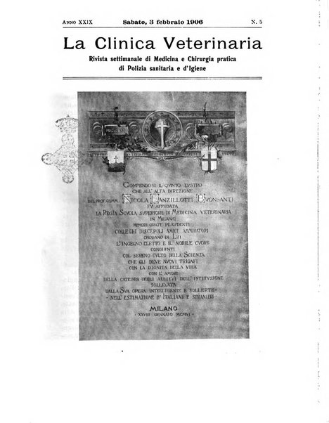 La clinica veterinaria rivista di medicina e chirurgia pratica degli animali domestici