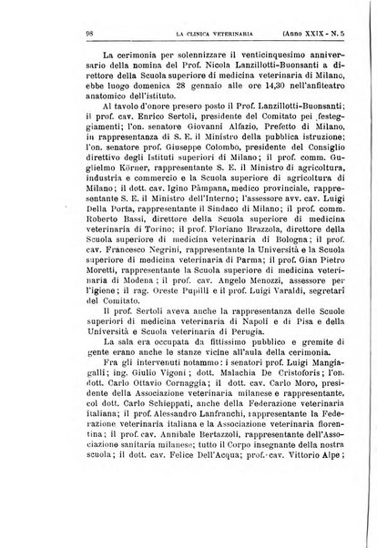 La clinica veterinaria rivista di medicina e chirurgia pratica degli animali domestici