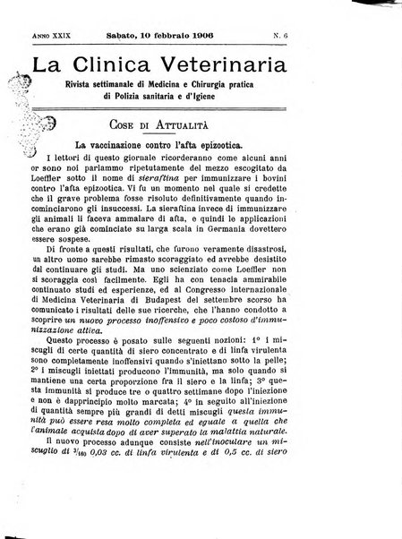 La clinica veterinaria rivista di medicina e chirurgia pratica degli animali domestici