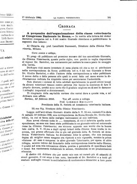 La clinica veterinaria rivista di medicina e chirurgia pratica degli animali domestici